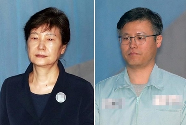 (왼쪽부터) 박근혜 전 대통령과 정호성 전 청와대 제1부속비서관.(사진=연합뉴스)