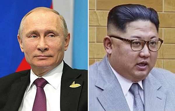 (왼쪽부터) 러시아 블라디미르 푸틴 대통령과 북한 김정은 조선노동당 위원장.