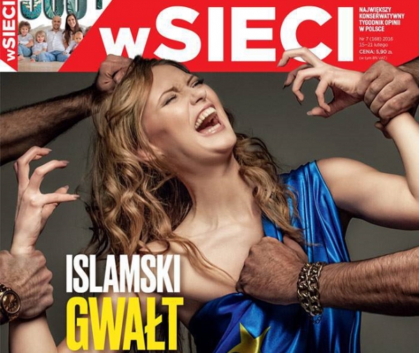 2016년 폴란드 잡지 'wSieci' 표지 '유럽에서의 이슬람 강간' [wSieci 캡처]