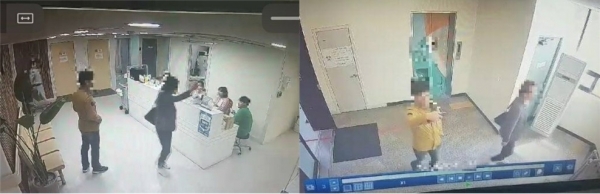 전 모 기자가 입원한 병원CCTV 화면에 잡힌 MBC 정상화위원회 조사요원들의 모습