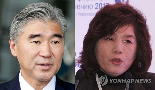 한국계 성김(왼쪽 필리핀 주재 미국대사)와 최선희 북한 외무성 부상(연합뉴스)