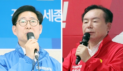 (왼쪽부터) 양승조 더불어민주당·이인제 자유한국당 충남도지사 후보