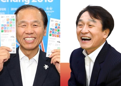 (왼쪽부터) 최문순 더불어민주당·정창수 자유한국당 강원도지사 후보