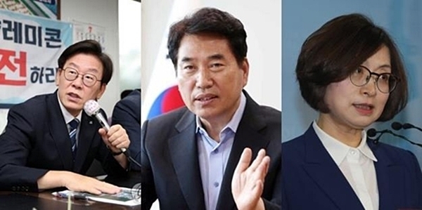 더불어민주당 소속 이재명 경기도지사, 은수미 경기 성남시장, 백군기 경기 용인시장(사진=연합뉴스)