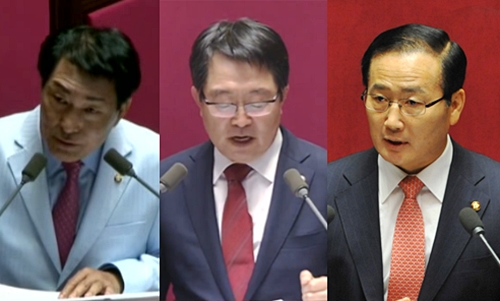 (왼쪽부터) 자유한국당 안상수 의원, 백승주 의원, 김성찬 의원.(사진=국회방송 캡처)