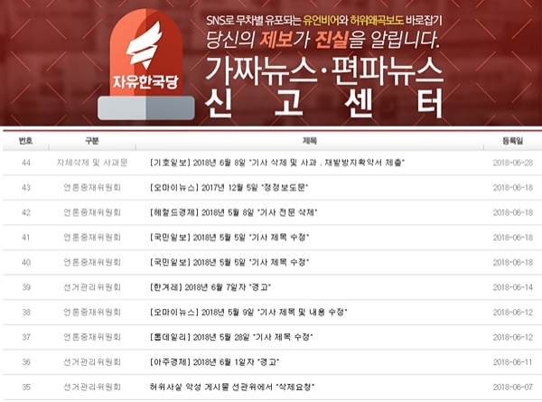 사진=자유한국당 홈페이지 캡처