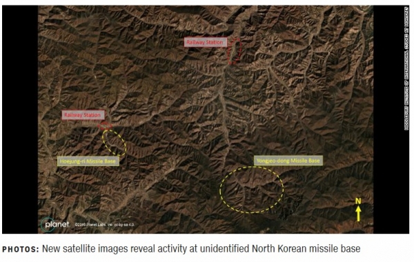 미 CNN 방송은 5일(현지시간) 단독 입수한 위성사진을 통해 북한의 영저동 미사일 기지를 공개했다(CNN 화면 캡처).