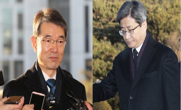 (왼쪽부터) 안철상 법원행정처장, 김명수 대법원장