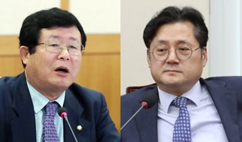 더불어민주당 설훈 최고위원과 홍익표 수석대변인(사진=연합뉴스)