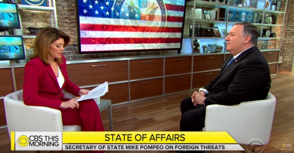 폼페이오 장관은 5일(현지시간) 미 CBS 방송에 출연해 미국의 대북 정책을 설명했다(CBS 화면 캡처).