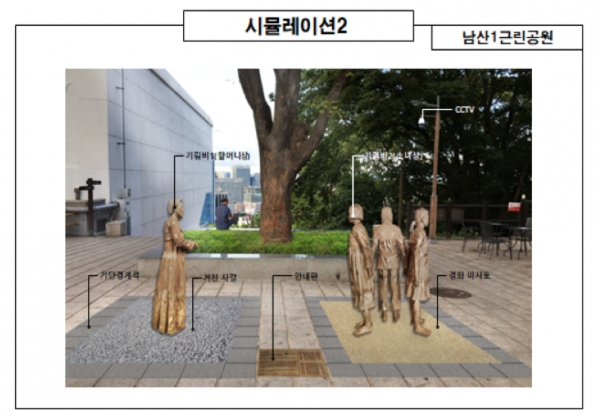 서울시와 서울시교육청이 남산 1근린공원에 설치한다는 위안부 동상 시뮬레이션 모습. (사진 = 서울시교육청 제공)