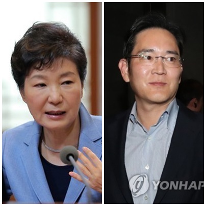 박근혜 전 대통령(左), 이재용 삼성전자 부회장. (사진=연합뉴스)