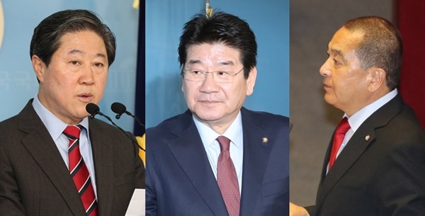 (왼쪽부터) 자유한국당 유기준 의원, 강석호 의원, 심재철 의원.(사진=연합뉴스)
