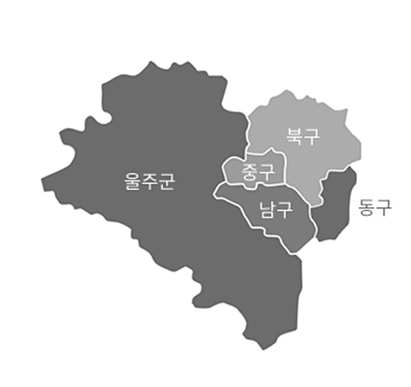 울산광역시 행정구역 지도.
