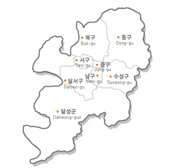 대구광역시 지도.