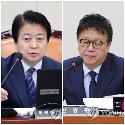노웅래 더불어민주당 의원(左), 민병두 의원. (사진=연합뉴스)