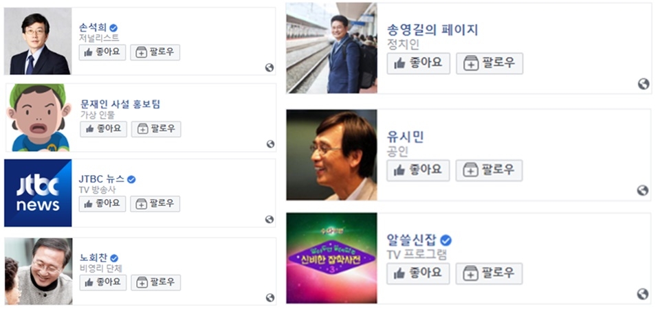 사진=김미균 시지온 대표 페이스북 계정 내 '좋아요' 목록 중 일부 캡처
