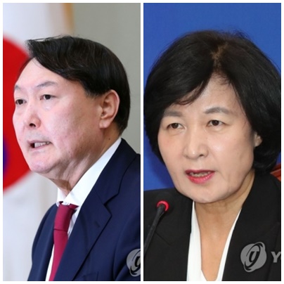 윤석열 검찰총장(左), 추미애 법무부 장관. (사진=연합뉴스)