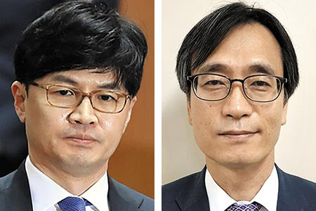 (좌측부터) 한동훈(47·27기) 검사장과 정진웅(52·29기) 형사1부 부장검사./연합뉴스