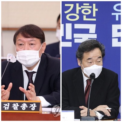 윤석열 검찰총장(左), 이낙연 더불어민주당 대표. (사진=연합뉴스)