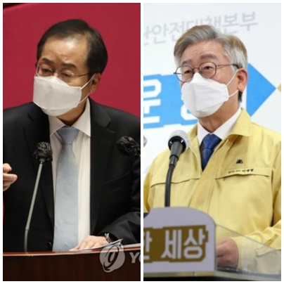 홍준표 무소속 의원(左), 이재명 경기지사. (사진=연합뉴스)
