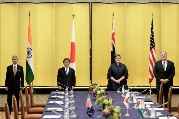 지난해 10월 일본 도쿄에서 개최된 미국-일본-인도-호주 4개국 외무장관 협력체(쿼드) 회담의 모습.(사진=로이터)
