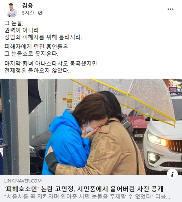 국민의힘 김웅 의원의 29일 페이스북 게시물 내용.(출처=페이스북/김웅)