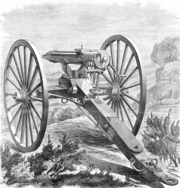 미국제 개틀링 건(Gatling gun)은 최초의 근대식 기관총으로, 미국의 의사이자 발명가였던 리차드 개틀링(Richard Gatling)에 의해 1861년에 개발되어 1862년부터 배치에 들어갔다.