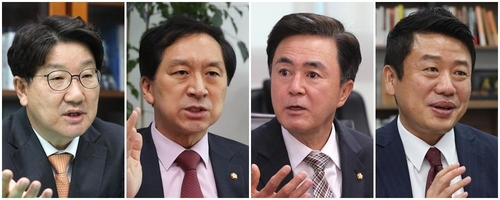 왼쪽부터 국민의힘 권성동 의원, 김기현 의원, 김태흠 의원, 유의동 의원(사진=연합뉴스)