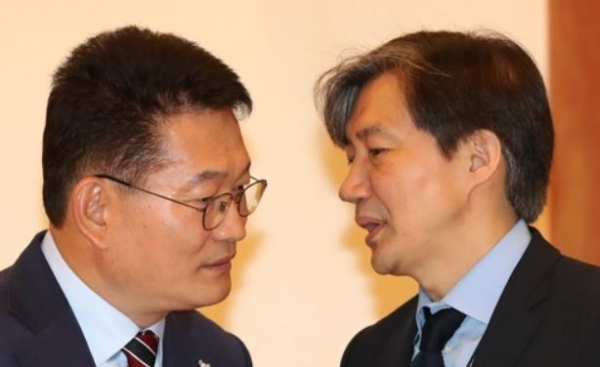 송영길 더불어민주당 대표(左), 조국 전 법무부 장관. (사진=연합뉴스)