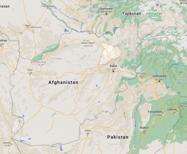 아프가니스탄 바글란주(州)의 위치.(지도=구글맵)
