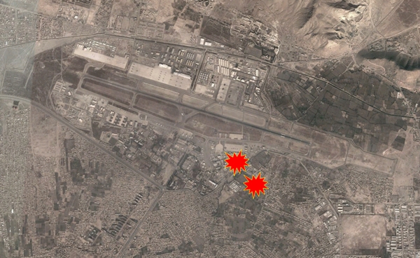 26일 아프가니스탄의 수도 카불에 위치한 카불 국제공항 남쪽에서 두 차례의 자살 폭탄 테러가 발생했다.(지도=구글어스)