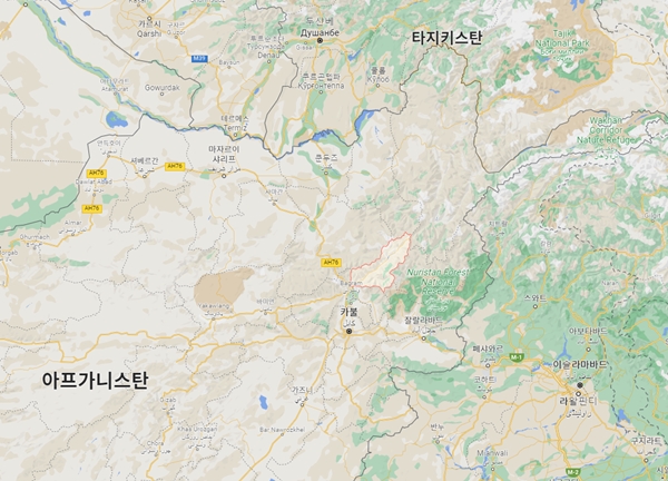 아프가니스탄 판지시르주(州)의 위치.(지도=구글맵)