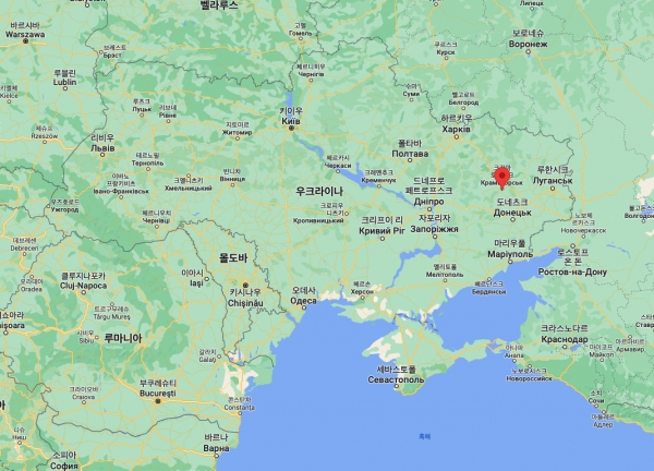우크라이나 동부 도네츠크주(州) 크라마토르스크의 위치.(지도=구글맵)