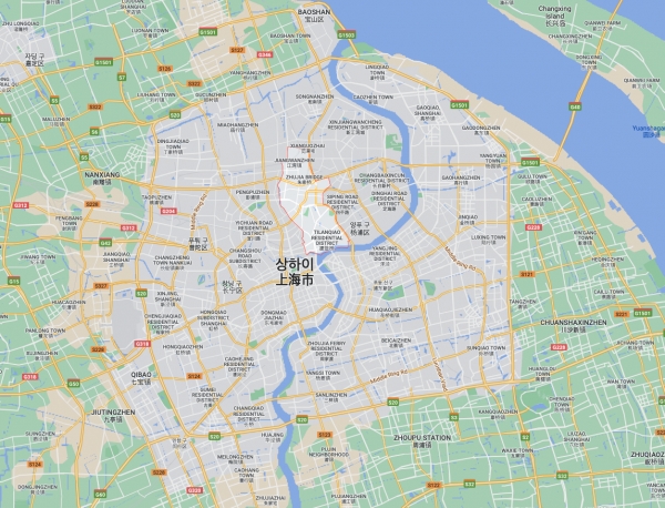 중국 상하이 훙커우의 위치.(지도=구글맵)