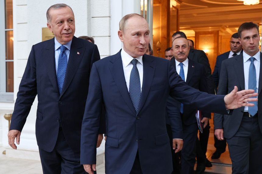 레제프 타이이프 에르도안 터키 대통령(왼쪽)과 블라디미르 푸틴 러시아 대통령. [사진=월스트리트저널]