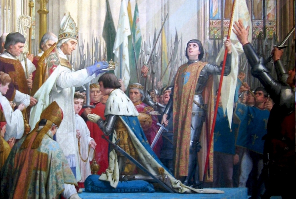 '샤를 도팽'은 랭스 대성당에서 대관식을 거행하여 진정한 프랑스의 국왕 '샤를 7세'가 될 수 있었다. 백년전쟁에서 영국에 계속 패했던 프랑스가 성녀 잔 다르크의 반격으로 랭스를 회복할 수 있었기 때문. 샤를 7세의 대관식을 담은 그림.