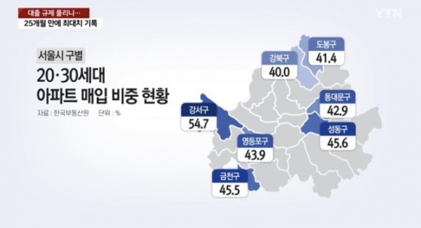 2030세대가 주로 구매한 지역은 9억원 이하 아파트가 많고 서울에서 집값이 상대적으로 저렴한 곳이다. [사진=YTN 캡처]