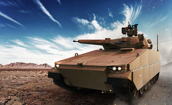 한화에어로스페이스가 호주 육군 납품을 위해 이스라엘 등과 개발한 차세대 장갑차 '레드백'. [사진=한화에어로스페이스 제공]