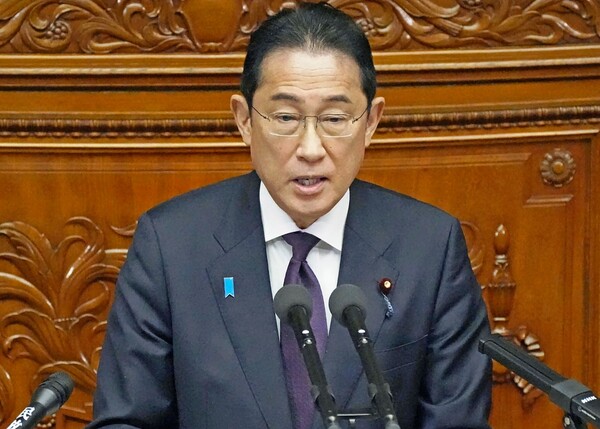 30일 기시다 후미오 일본 총리가 일본 국회에서 연설을 하고 있다. [사진=연합뉴스]