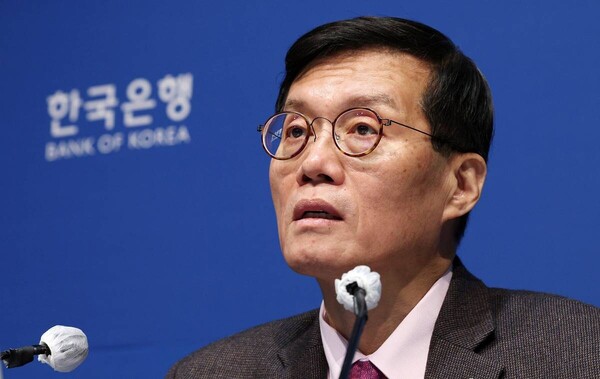 이창용 한국은행 총재가 22일 서울 중구 한국은행에서 통화정책방향 기자간담회를 하고 있다. [공동취재단]