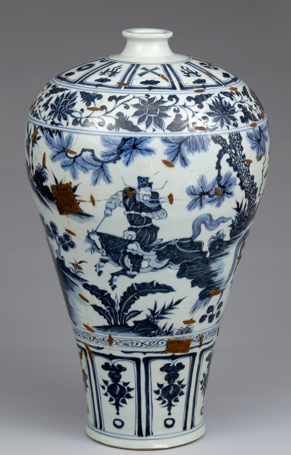 원 청화 소하월하추한신문 매병, 1271~1368, 도자, 45×5.4×13.5cm.